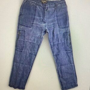 Patchwork Denim Jogger Pants - Blue